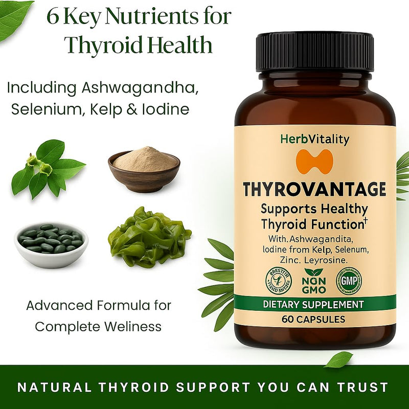Thyroid Support Supplement with Iodine, Ashwagandha & Kelp – Supports Energy, Metabolism & Hormone Balance Formula – Selenium, Zinc & L-Tyrosine – Natural Thyroid Health for Women & Men