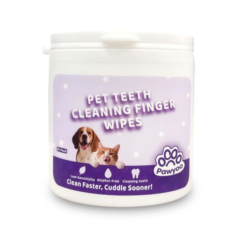Cats Dogs Dental Care Finger Wipes - 50 PCS Tooth Brushing Kit Dental Wipes for Cats - Teeth Cleaning Finger Wipes for Dog & Cats - Reduces Dental Debris & Freshens Breath (CY_TeethWipes) CY_TeethWipes