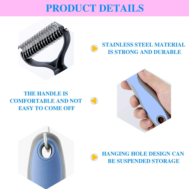 Txeouse Cat Brush Long Hair & Dog Brush Long Hair - Undercoat Comb Removes Undercoat & Tangles | Thinning & Top Hair Protection (Blue) Blue - BeesActive Australia