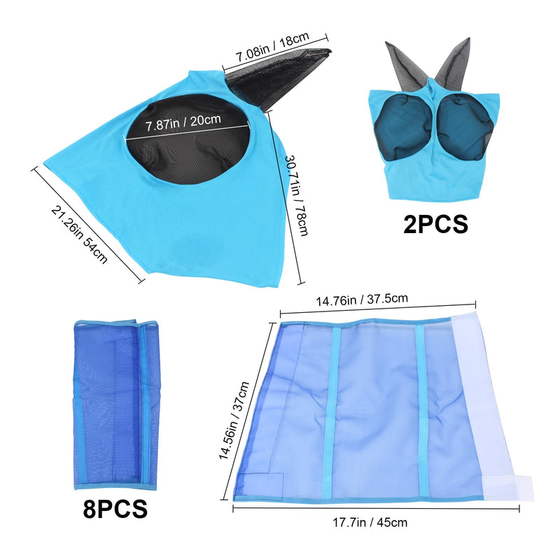 10 Pcs Horse Supplies 8 Pcs Mesh Fly Boots and 2 Pcs Horses Fly Masks with Ears Set, Fly Masks with Ears Smooth, Protective Breathable Mesh Horse Leggings for Preventing Painful Fly Bites - BeesActive Australia