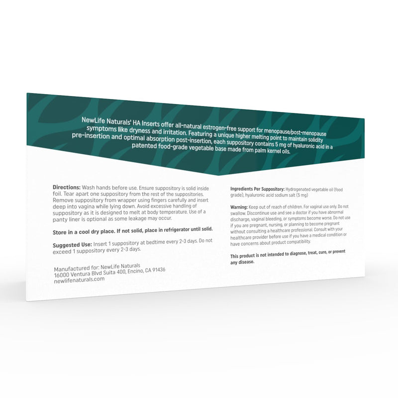 NewLife Naturals Hyaluronic Acid Vaginal Suppository for Dryness | Vaginal Dryness Support | Estrogen-Free Relief for Menopause | Hyaluronic Acid Suppositories for Women | USA-Made 12 Vaginal Inserts - BeesActive Australia