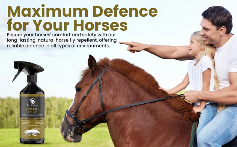 EcoValley Natural Horse Fly Repellent Spray - 500ml - Scientifically Proven Citronella Formula for Home & Stables, Effective Indoor & Outdoor Protection 500 ml (Pack of 1)