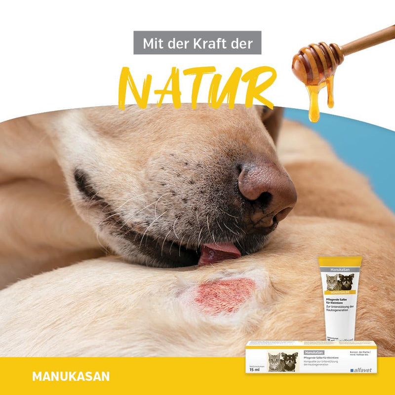 alfavet ManukaSan for dogs, cats and small animals, natural nourishing honey ointment, 15 ml - BeesActive Australia