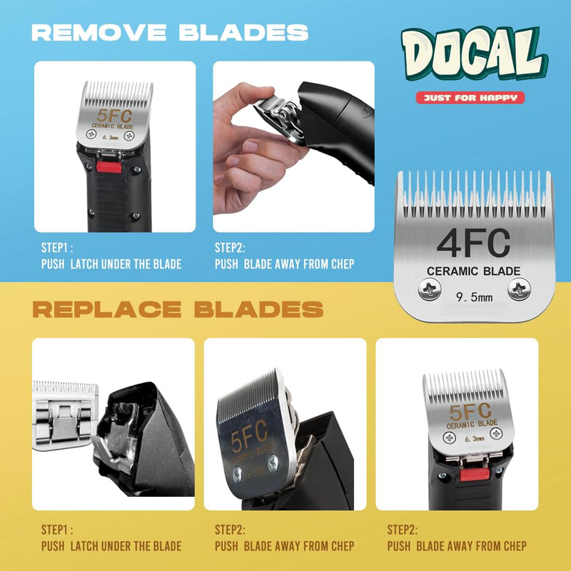 5FC Pet Dog Grooming Detachable Blades, Compatible with Andis Size-5FC Cut Length 1/4"(6.3mm), Most A5,KM Series Clippers,Made of Ceramic Blade & Stainless Steel Blade(Silver) - BeesActive Australia
