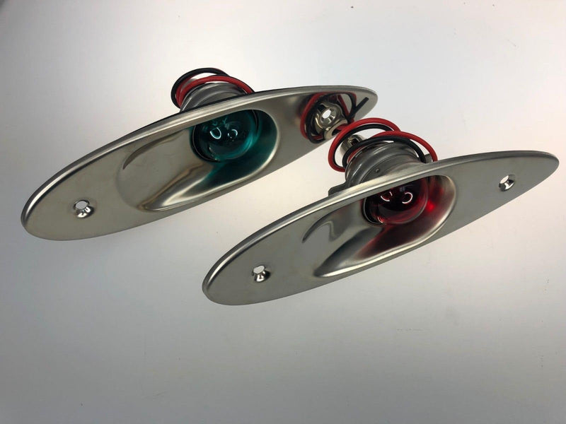 Pactrade Marine Boat Navigational Side Bow Tear Drop Lights Stainless Steel Flush Mount