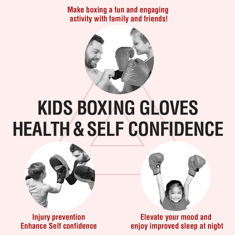 MERCIEL Boxing Gloves and Mitts Set Lightweight Kids Boxing Gloves & Adult Punching Mitts, Includes Storage Bag, One Size Fits Most Black