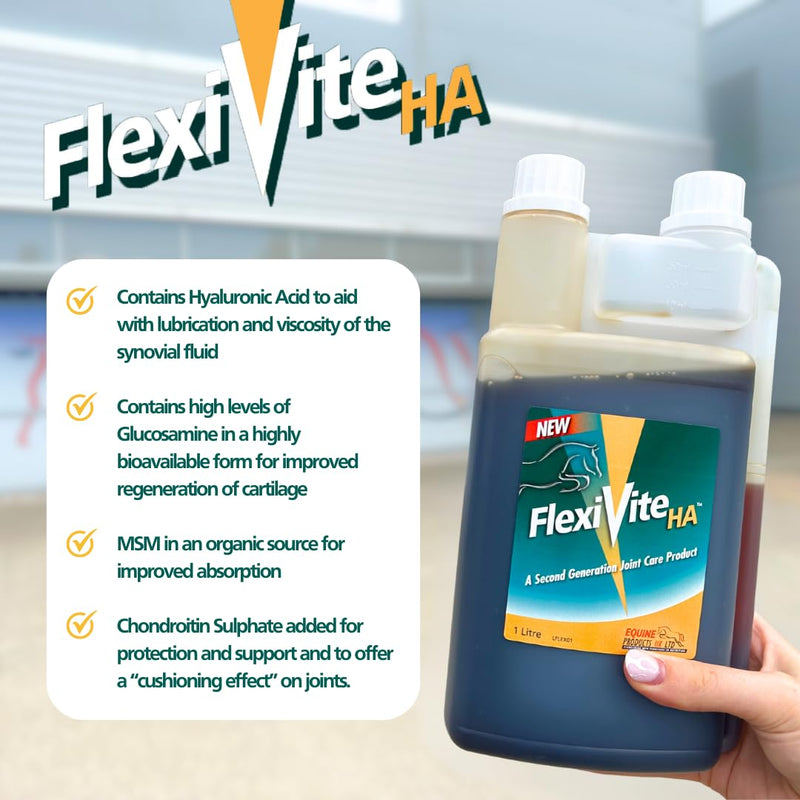 Equine Products Flexivite HA Horse Supplement, 1 Litre. Fast Acting Mobility Supplement With Added Hyaluronic Acid