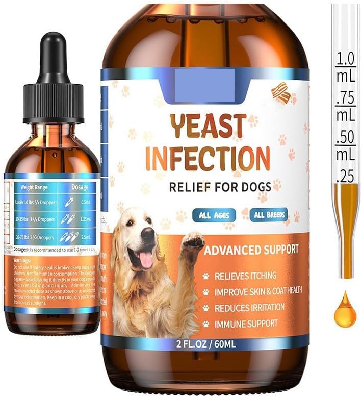 Carmelie Natural Yeast Relief for Dogs, Support Healthy Itch Relief, Ear Paw Discomfort Care, Itch Relief for Dog, Allergy Supports, Inflammation Relief for Dogs, 60ml Bacon Flavor 1PC