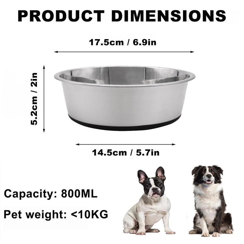 YINGFAN Stainless Steel Dog Bowls, Non-Slip Dog Water and Food Bowl, 2-Pack (6.9 x 2 Inches), Each Holds Up to 3 Cups (Black) 3 Cup Black - BeesActive Australia
