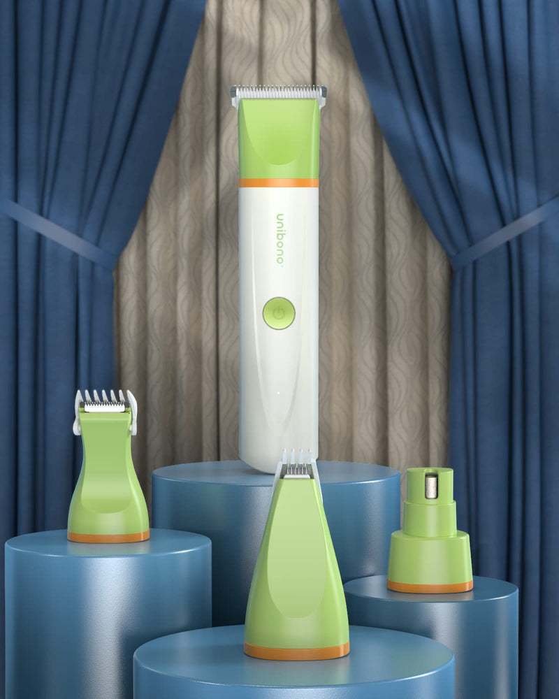 Dog Grooming Kit with Paw Trimmer, All-in-One Low Noise Electric Rechargeable Cordless Small Quiet Pet Clippers Foot Dog Hair Shaver with Stainless Steel Scissors and Comb for Dogs Cats at Home Green - BeesActive Australia