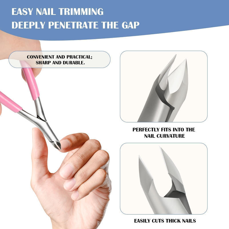Cuticle Nippers and Trimmer Set, Non-Slip Rubber Grip Manicure Pedicure Tools, Fine Edge Cuticle Cutter & Nail Clippers for Women Men Home Use, Precision Nail Supplies (Pink-1 Pack) A1-pink - BeesActive Australia