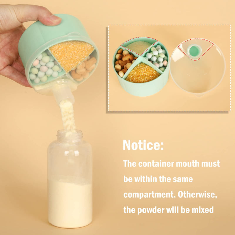 Accmor Formula Dispenser On The Go, Non-Spill Rotating Four-Compartment Formula Container to Go, Milk Powder Snack Storage Container for Infant Toddler Travel Outdoor, Green 1