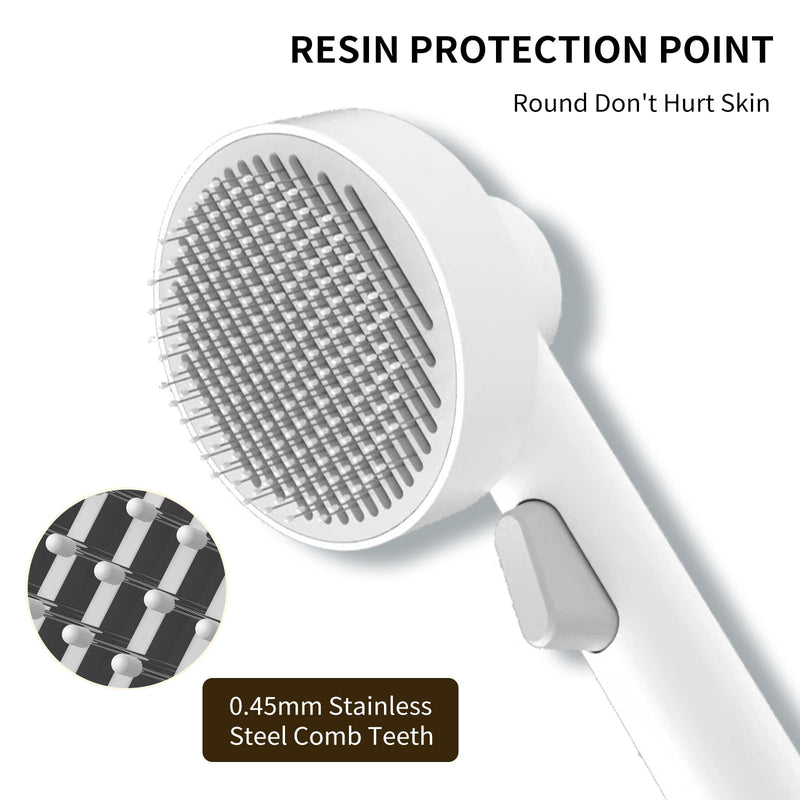 Cat Brush with One-click Cleaning Button, Cat Brush For Shedding to Remove Loose Fur, Pet Brush for Grooming and Massage.(Gray) Gray - BeesActive Australia