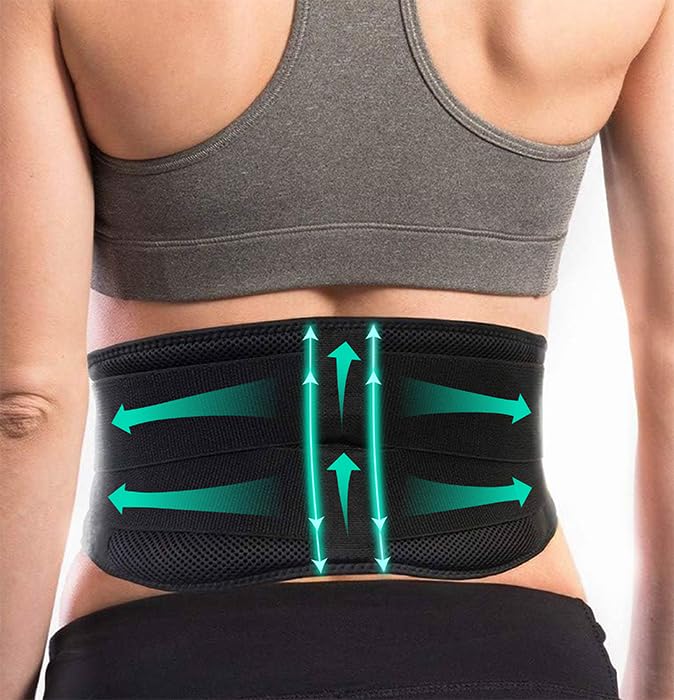 AllyFlex Sports® Lightweight Back Brace for Men & Women Under Uniform, Dual Medical 3D Lumbar Pads for Lower Back Pain Relief, Breathable Mesh with Adjustable Stapes for Back Stress - L Large (Pack of 1)