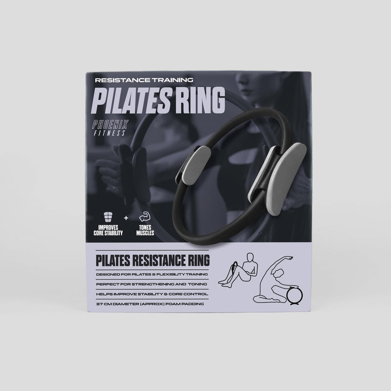 Phoenix Fitness Pilates Ring,Double Handle Exercise Circle Fitness Magic Circle Resistance Ring Dual Grip for Yoga Core Training,15 Inch Black