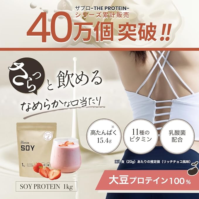 THE PROTEIN Soy Protein Mixed Berry Flavor 1kg Takeuchi Pharmaceutical THE PROTEIN Protein Soy For Women Soy Protein Training Soy Protein (1kg) - BeesActive Australia