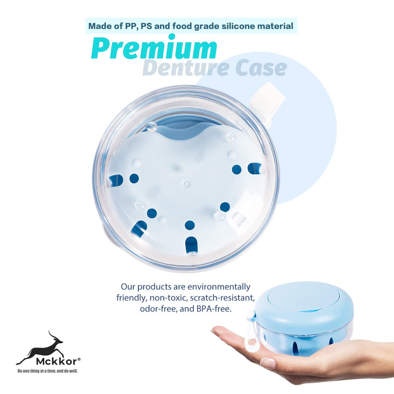 Denture cup, Definitely No-Leak Denture Bath Box for Traveling Perfectly, Denture Cup with Strainer & Mirror(White) White