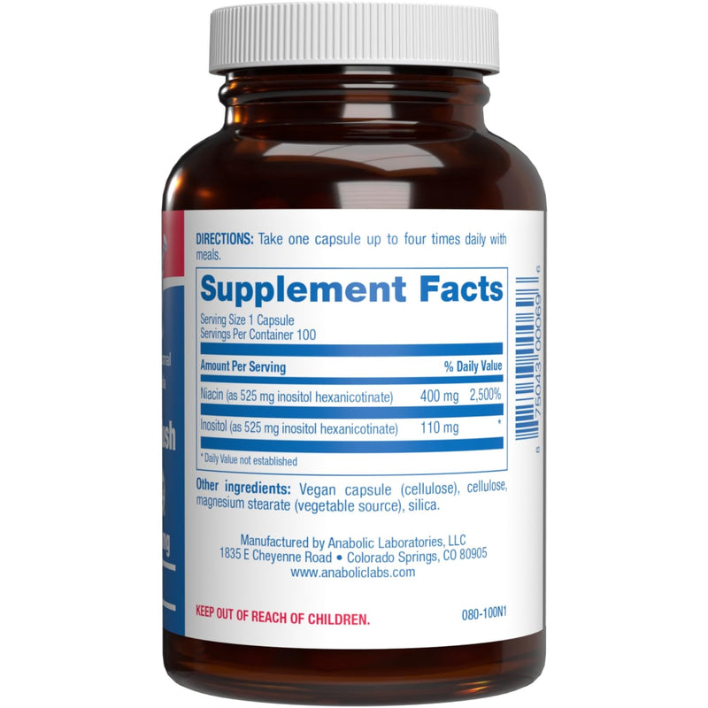 High Absorption Vitamin B3 Niacin Flush Free - Clinical Formula Flush Free Niacin Supplement from Inositol Hexanicotinate for Heart Skin & Nerve Support - Vegan Non-GMO Made in The USA - 100 Servings