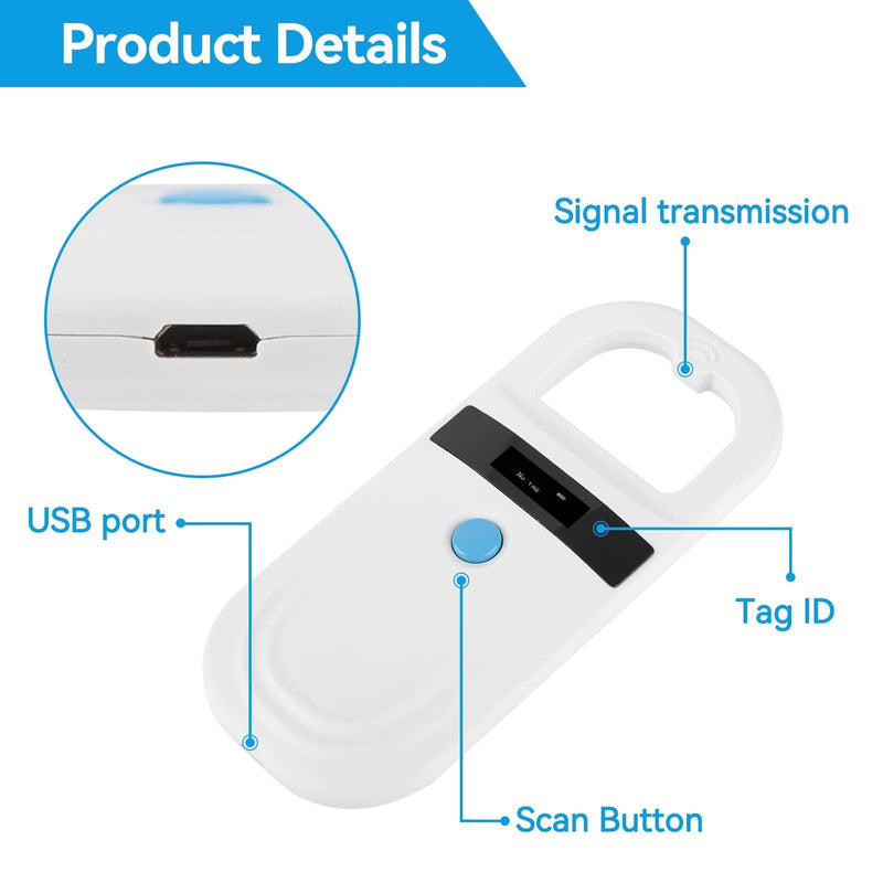 Pet ID Reader, Rechargeable Pet Microchip Scanner Pet Chip ID Scanner Animal Handheld Reader Pet Tag Display for ISO 11784/11785, FDX-B and EMID, Pet Tag Scanner for Animal - BeesActive Australia