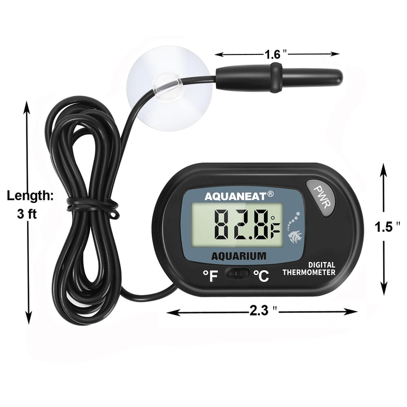 AQUANEAT Aquarium Thermometer, Fish Tank Thermometer, Digital Temperature Test, with Large LCD Display (6 Packs) 6 Packs