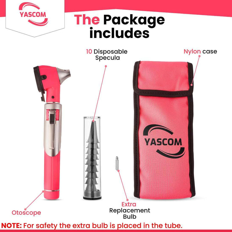 Otoscope Professional Diagnostic Ear Otoscope with Light Pocket Size Ear Infection Checker with 10x Specula & Case, Ear Otoscope for Doctors, Nurses, & Students (Pink) PinK - BeesActive Australia