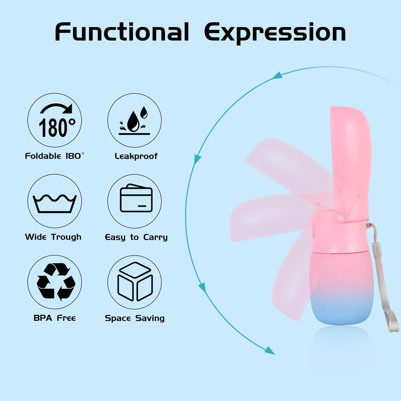 Portable Dog Water Bottle, Travel-Friendly Dog Travel Water Bottle with Carabiner, 10oz Outdoor Space-Saving Water Dispenser for Puppy,Cats, Pets for Walking,Hiking,Travel Pink - BeesActive Australia