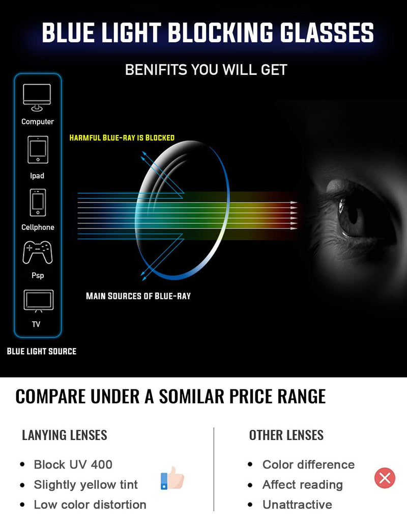Oversized Square Blue Light Blocking Glasses for Women Men Anti Glare Reduce Eyestrain Computer Glasses Light Orange - BeesActive Australia