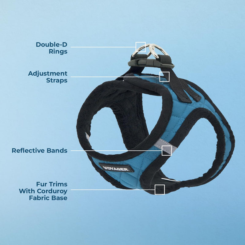 Voyager Step-In Plush Dog Harness – Soft Plush, Step In Vest Harness for Small and Medium Dogs by Best Pet Supplies - Harness (Turquoise Plush), L (Chest: 18 - 20.5") Harness (Turquoise Plush) L (Chest: 18 - 20.5") - BeesActive Australia