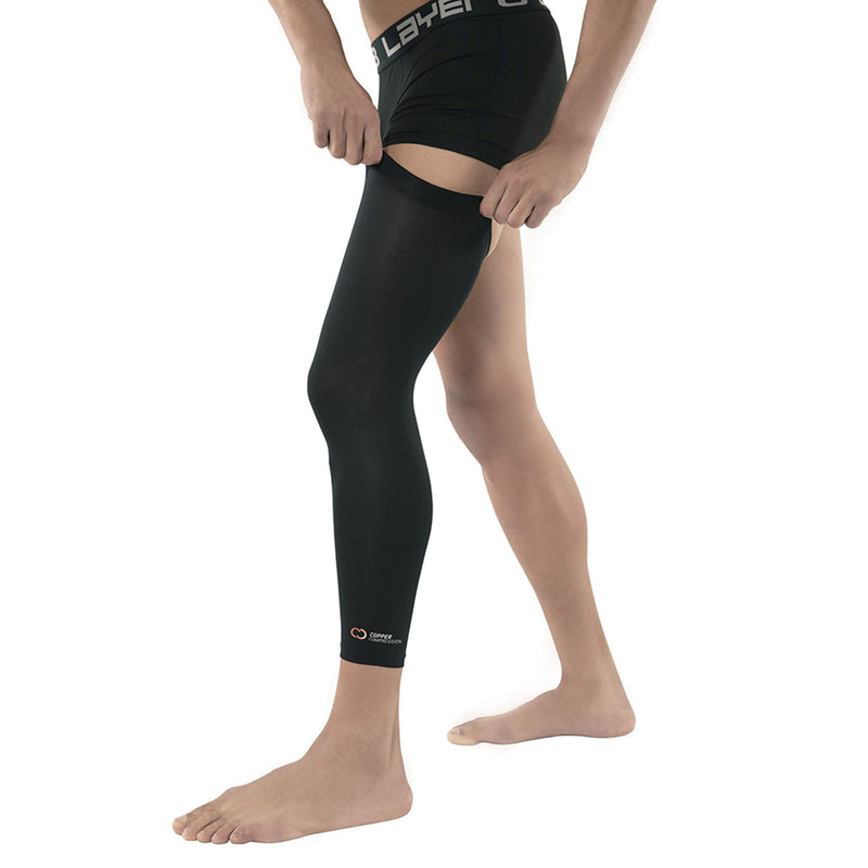 Copper Compression Leg Compression Sleeve - Copper Infused Knee Stabilizer Brace for Running, Meniscus Tear, ACL, MCL, Arthritis, Joint Pain Relief - Thigh & Calf Support for Men & Women Medium Black - BeesActive Australia