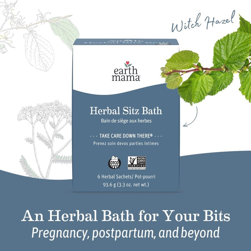 Earth Mama Herbal Sitz Bath | Pregnancy & Postpartum Essentials, Soothing Sitz Bath for Hemorrhoids with Witch Hazel, & Calendula, 6-Count 6 Count (Pack of 1) - BeesActive Australia