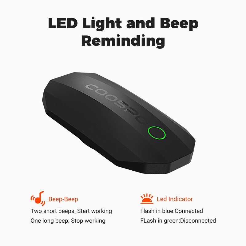 COOSPO Bluetooth Heart Rate Monitor Chest Strap H808S, ANT+ BLE HR Monitor Chest, HRM IP67 Waterproof, 300H Battery Life Black