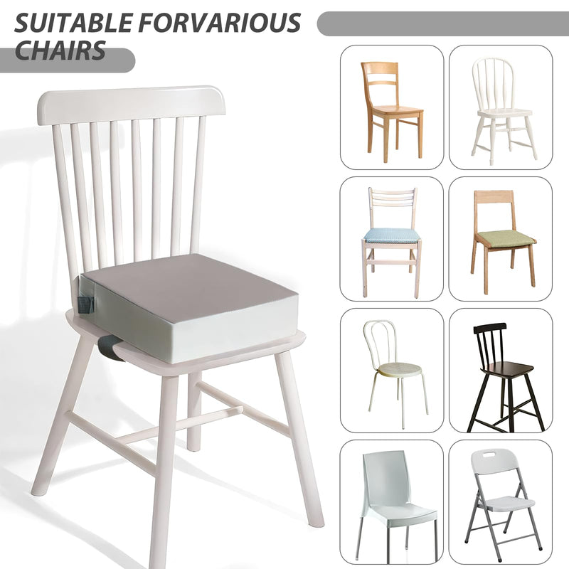 Booster Seat for Table - PU Waterproof Strong Support Toddler Booster Seat for Dining Table, Portable Booster Chair with Adjustable Elasticity Straps for Toddlers Eating Travel Home Grey - BeesActive Australia
