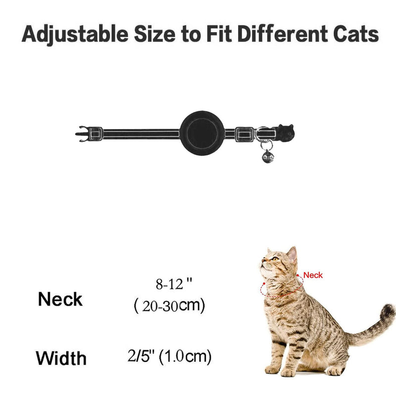 Airtag Cat Collar Breakaway, Safety Kitten Collar with Apple Airtag Holder,Cute GPS Cat Collar with Bell[Black], Lightweigh Tracker Cat Collars for Girl Boy Cats, Kittens and Puppies black moon - BeesActive Australia