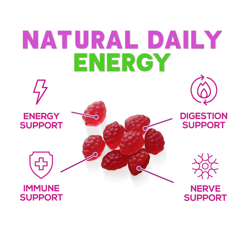 Vitamin B12 Energy Gummies - 3000 mcg per Serving Extra Strength B 12 Gummy for Metabolism, Immune Support - Chewable Dietary B-12 Supplements, Natural Caffeine Free Gummy, Berry Flavor - 60 Gummies 60 Count (Pack of 1)