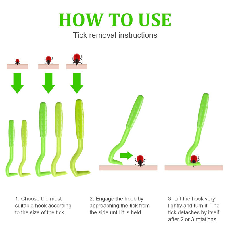 Adiwo tick remover set, set of 6 tick lifters, includes 5 tick hooks and 1 tick tweezers, tick tweezers, tick protection for dogs, cats and humans - BeesActive Australia