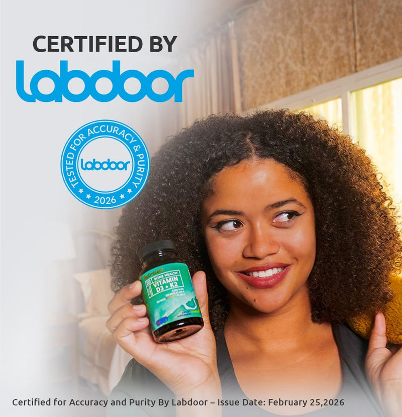 BioEmblem Vitamin D3 K2 Capsules (5000IU and 200mcg) - Patented MK7 and MK4 for 3-in-1 Complex Support - Vegetarian Vitamin D K2 Supplement for Teeth, Heart, Immune System - Non-GMO, 90 Caps | 3-In-1 Complex With Patented MenaQ7 for Calcium, Bone, Teet...
