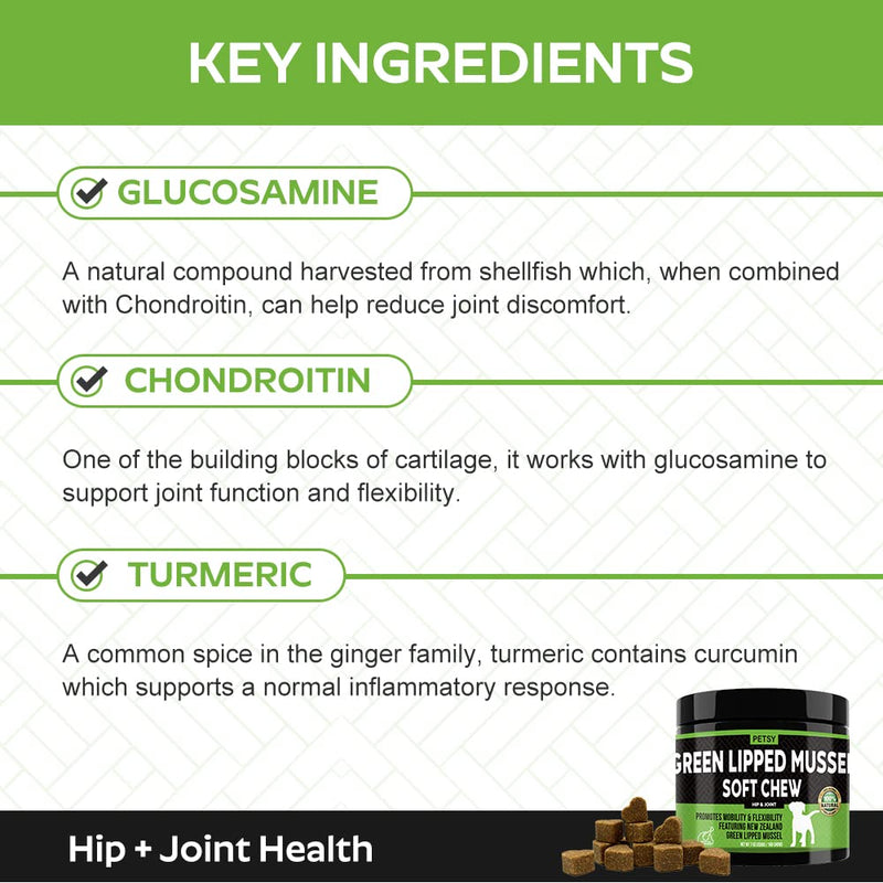 Green Lipped Mussel for dogs ALL in ONE Joint Care Supplements Hip & Joint aid 100 Tasty DAILY Chews Glucosmine Chondoitin MSM Curcumin PUPPY- ADULT-SENIOR - Chicken Flavor joint supplements for dogs