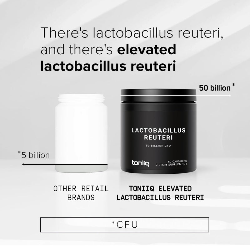 Toniiq 50 Billion CFU Lactobacillus Reuteri Probiotic 50mg per Serving | L Reuteri Probiotics - Highest CFU Count Lactobacillus Reuteri Probiotic - 60 Vegetarian Capsules - 60 Servings 60 Count (Pack of 1)