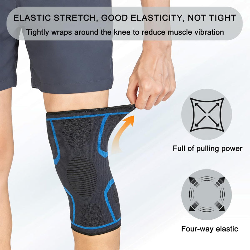 2-Pack Compression Knee Brace for Women & Men - Knee Support Sleeve for Running, Weightlifting, Meniscus Tear, Arthritis Pain Relief, Breathable Anti-Slip Sports Knee Sleeves (Black) Black - BeesActive Australia