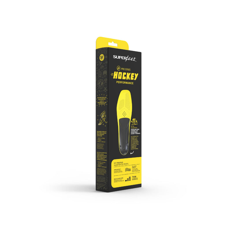 Superfeet Hockey Performance Insoles - Carbon Fiber Inserts for Hockey Skates - Professional Grade Skate 11 - 12 (Pack of 1) Blaze Yellow