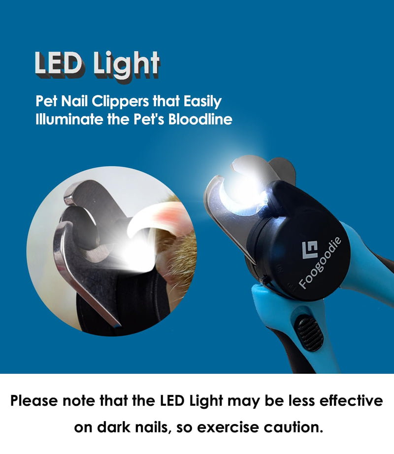Dog Nail Clippers with Light, 2 in 1 Dog Nail Trimmers with Safety Guard & Quick Sensor to Prevent Over-Cutting, Includes Pet Grooming Comb & Nail File, Ideal for Cats & Dogs Blue - BeesActive Australia