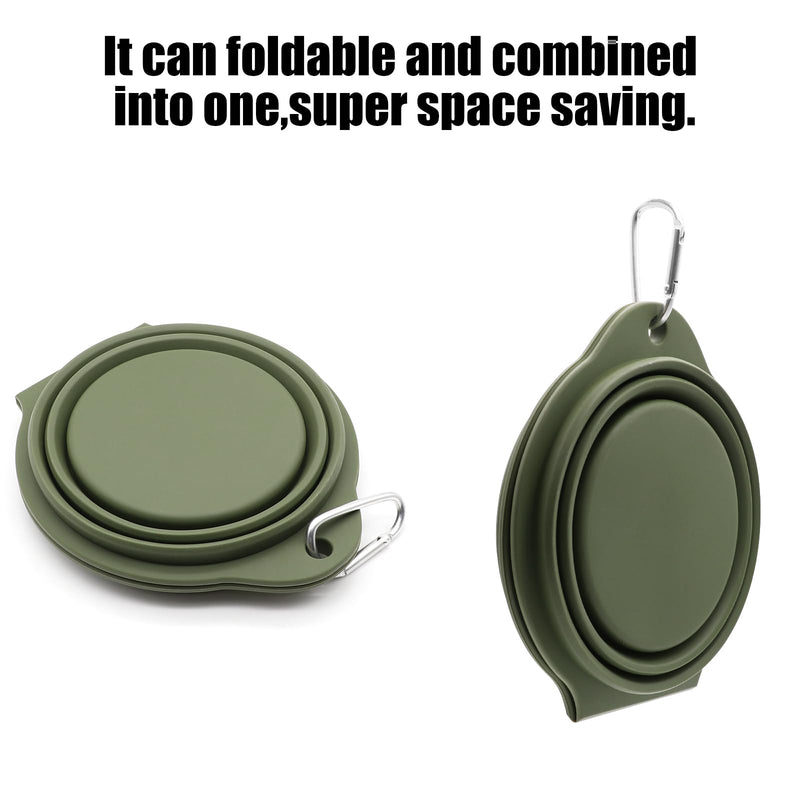 SLSON Collapsible Dog Bowls,Integrated Molding Dog Dual Bowls No Plastic Rim 2 in 1 Foldable Pet Food & Water Bowl Cat Feeder Dish for Walking,Hiking,Camping,Green - BeesActive Australia