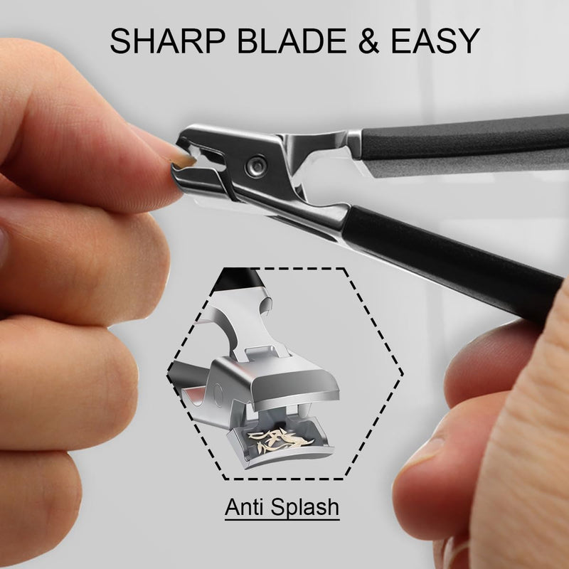 Nail Clippers for Seniors, Wide Jaw Fingernail Clippers and Angled Head Toenail Clippers for Thick Nail, Professional German Nail Clippers for Men, Women & Pregnant (Black 2) Black 2 - BeesActive Australia