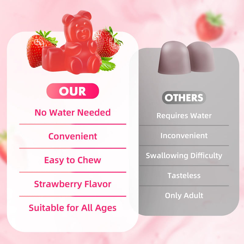 L-Lysine 1000mg Gummies, Chewable Lysine Supplement for Adults & Kids Immune Support, Essential Amino Acid, Vegetarian, Non-GMO, Sugar-Free, Gluten Free, Strawberry Flavor, 120 Counts 60 Count (Pack of 2)