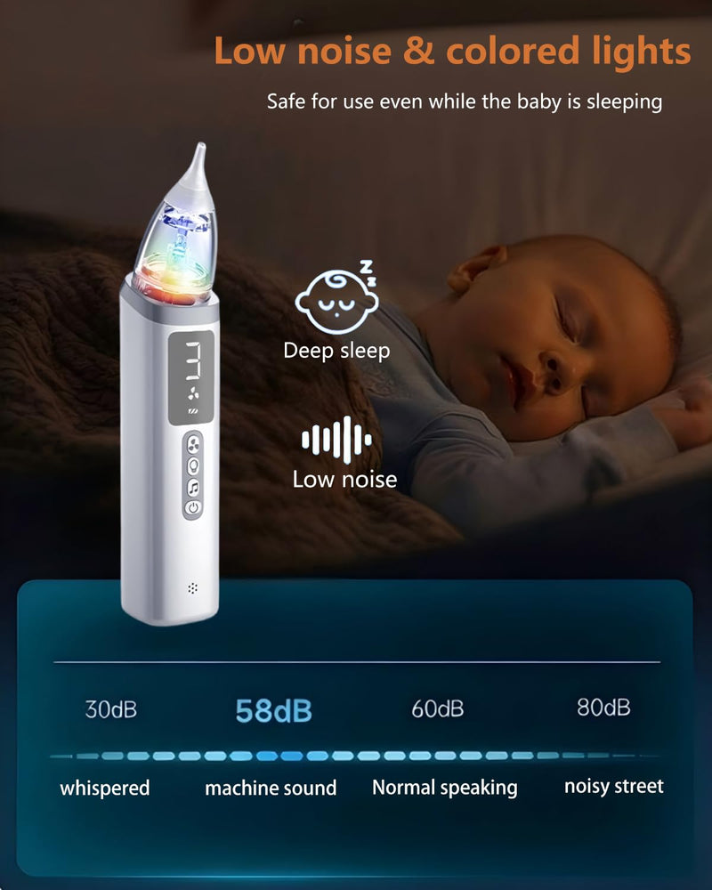 Nasal Aspirator for Baby,Baby Nose Sucker,Electric Nasal Aspirator for Baby,for Relieving Nasal Congestion,Nose Cleaner with 3 Silicone Tips,Adjustable Suction Level,Music and Light Soothing Function - BeesActive Australia