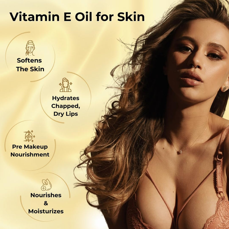 Vitamin E Oil Pure Cold Pressed For Face, Skin, Hair, Body, Pore Tightening | with Dispensing Pump 3.38 Fl Oz (100ml) Vitamin E 3.38 Fl Oz (Pack of 1)