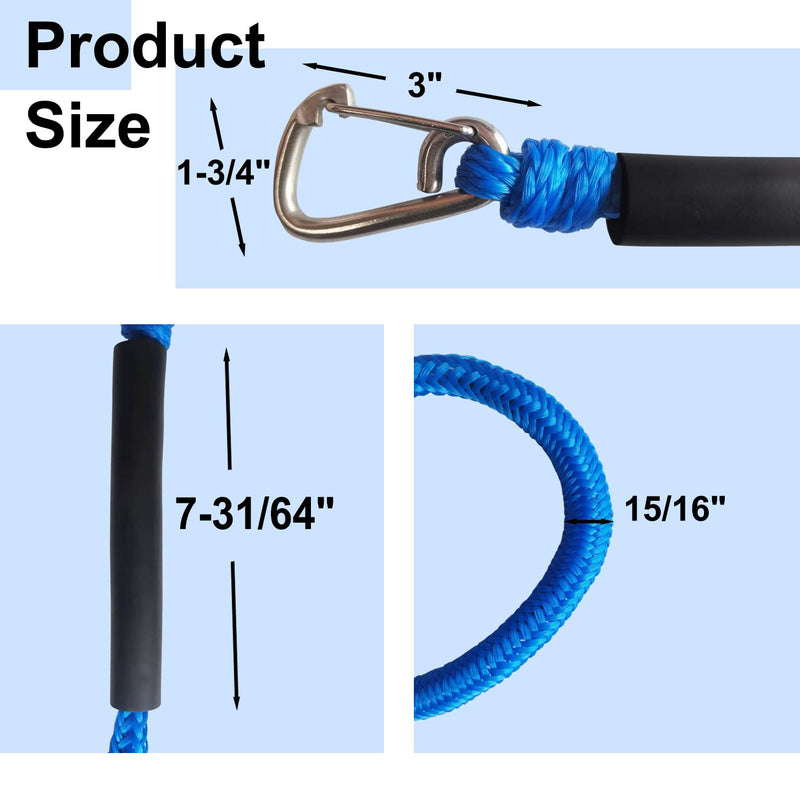 Bungee Boat Dock Line, Floatable Mooring Rope, Stretchable Docking String for Pontoon, Jet Ski, SeaDoo, WaveRunner, Kayak, Boat Accessories, 2 Stainless Steel Clips, 4-6FT, 4 Pack