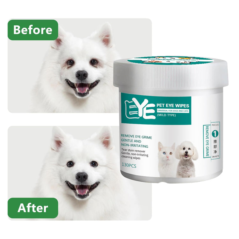 Eye care dog, eye pads dog, eye care finger pads for dogs, eye cleaner for dogs, tear stain remover dog, 130 pieces eye cleaning pads, gentle odorless harmless dog eye wipes - BeesActive Australia