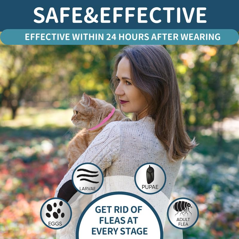 4 Pack Cat Flea Collar - Flea Collar for Cats Adjustable, Waterproof Flea and Tick Prevention for Cats and Kittens - 32 Months Protection - Flea and Tick Treatment - Pink - BeesActive Australia
