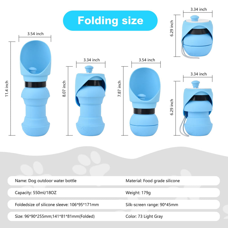 Foldable Dog Round Water Bottle for Walk, Travel, Food Grade Silicone Spherical Water Bottle for Dogs, Portable Dog Spherical Water Bottle, Travel Essentials for Dogs on The Go Blue 18Ounces - BeesActive Australia